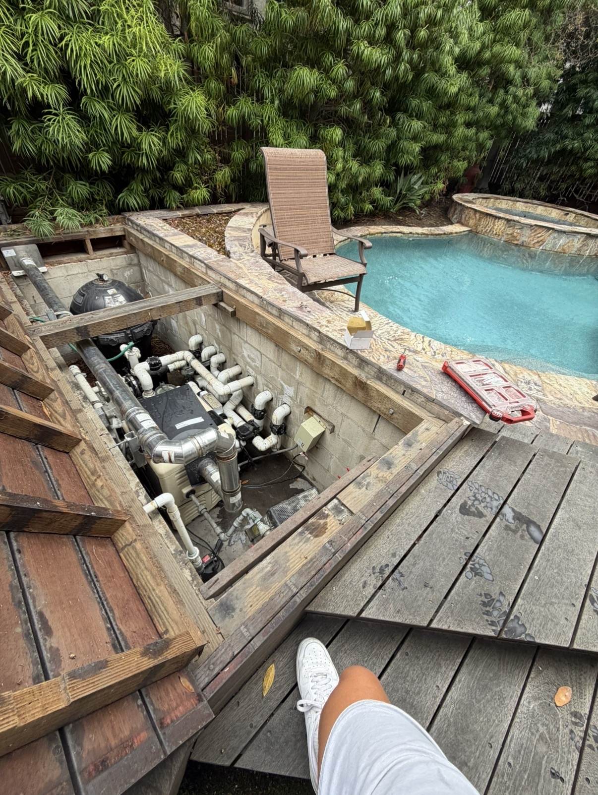 Residential pool equipment and plumbing serviced by Fairwater Pools